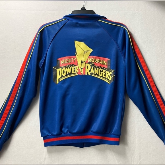 Vintage MMPR Power Rangers Blue Long Sleeved Retro Track Jacket Mens Size Medium - Picture 2 of 6